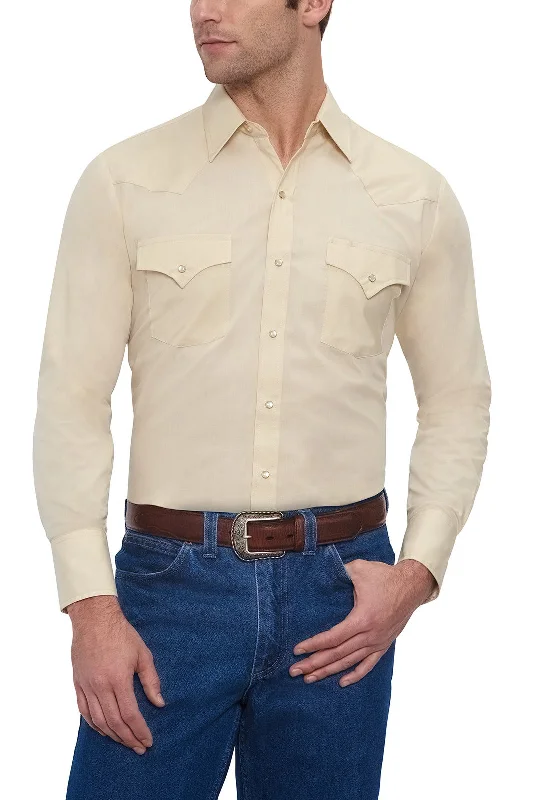 Ely & Walker Solid ECRU Western Shirt/Easy Care Sporty Men's Athleisure 