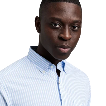 Stripe Broadcloth Shirt - Sky Blue Polished Men's Satin