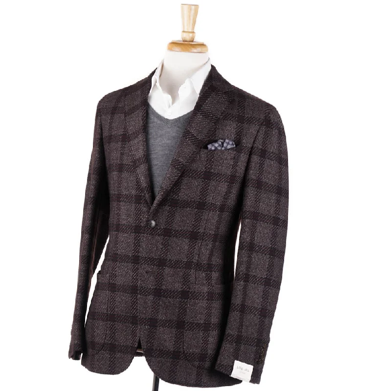 L.B.M. 1911 Brown-Burgundy Check Sport Coat Casual Men's Japanese 