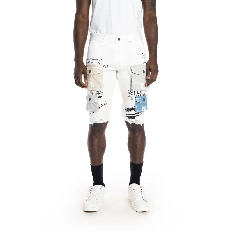 12" Slim Colorblock Jean Shorts - Ecru Cozy Men's Winter