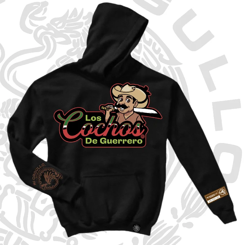 LOS COCHOS DE GUERRERO BLK HOODIE Stylish Men's Neon