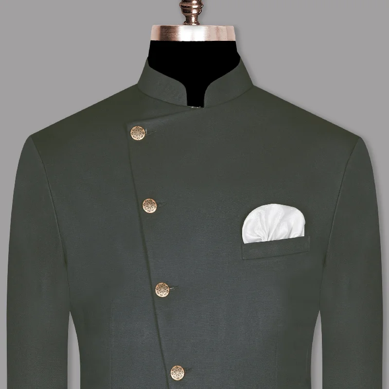 Anchor Grey Cross Placket Bandhgala/Mandarin Wool-Silk blend Blazer Practical Men's Quick Anchor Grey Cross Placket Bandhgala/Mandarin Wool-Silk blend Blazer Practical Men's Quick