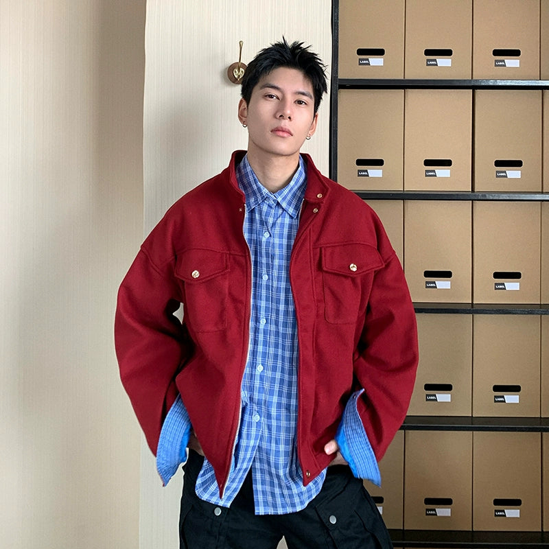 Versatile Check Lined Jacket Elegant Men's Cashmere