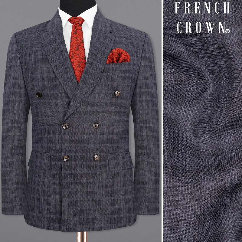 Gravel Gray Plaid Double Breasted Blazer Cool Men's Skate