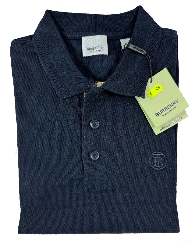 Burberry Polo Shirt Eddie Coal Blue Cotton Men Regular Fit XL SALE Luxurious Men's High Burberry Polo Shirt Eddie Coal Blue Cotton Men Regular Fit XL SALE Luxurious Men's High