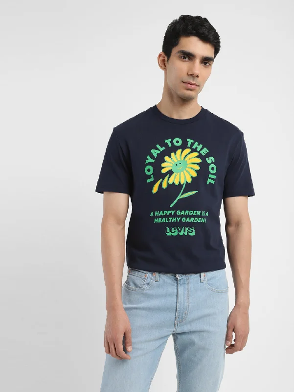 Men's Graphic Print Crew Neck T-shirt Elegant Men's Formal 