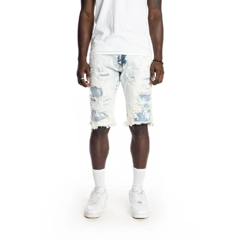 12" Slim Ripoff Fashion Jean Shorts - Tide Blue Sporty Men's Tennis