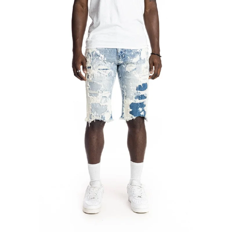 12" Slim Ripoff Fashion Jean Shorts - Anchor Blue Stylish Men's Neon