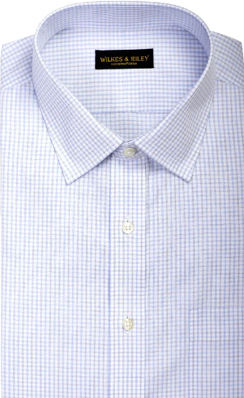 Tailored Fit Light Sky / Grey Twill Check Spread Collar Supima® Cotton Non-Iron Dress Shirt Bold Men's Statement Tailored Fit Light Sky / Grey Twill Check Spread Collar Supima® Cotton Non-Iron Dress Shirt Bold Men's Statement