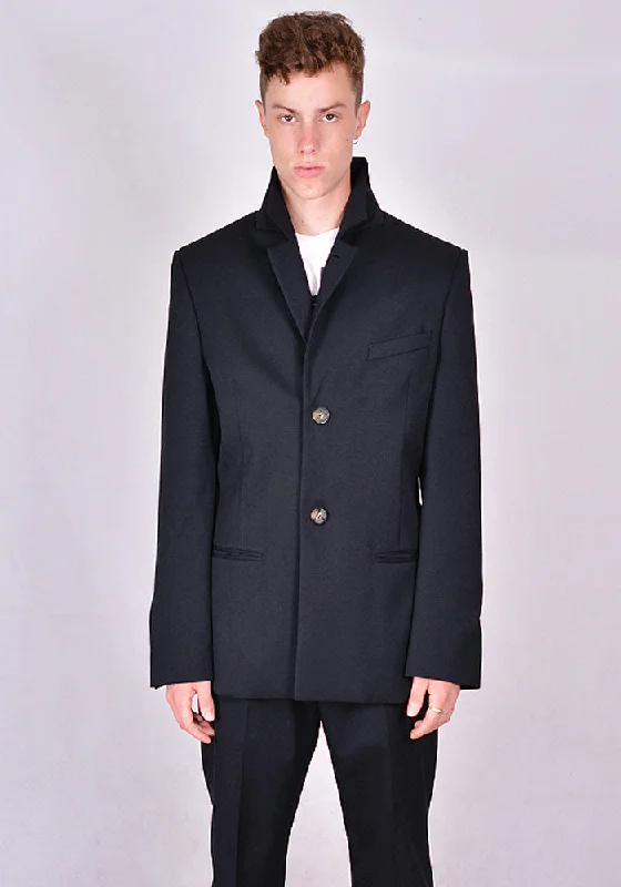 TELFAR SU-03-BK SINGLE BREASTED BLAZER BLACK Elegant Men's Cashmere