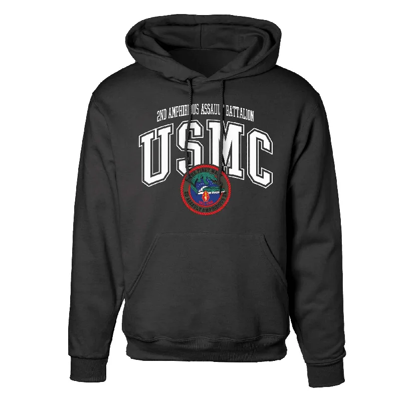 2nd Assualt Amphibious Bn Arched Hoodie Relaxed Men's Beach
