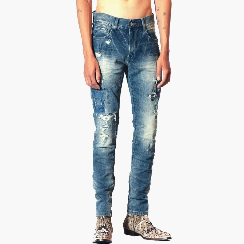 Bleunoir Slim Distressed Jeans - Cordial Blue Cclassic Men's Tweed