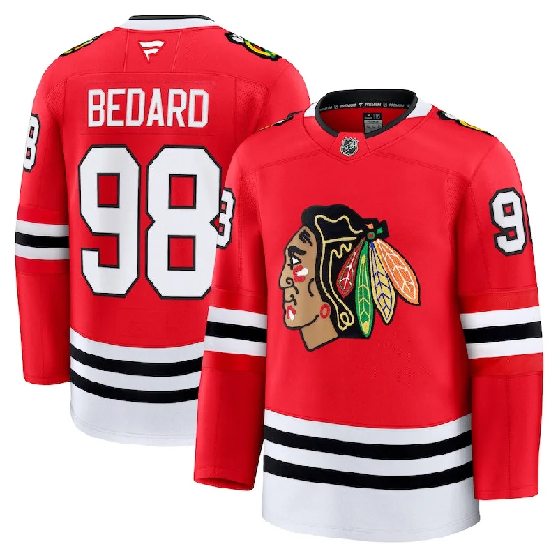 Chicago Blackhawks Connor Bedard Men's Fanatics Red Home Premium Jersey Casual Men's Loose Chicago Blackhawks Connor Bedard Men's Fanatics Red Home Premium Jersey Casual Men's Loose
