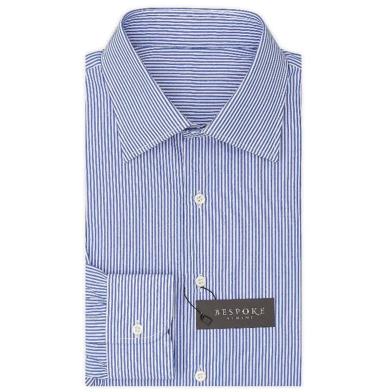 BESPOKE ATHENS Handmade Blue Striped Cotton Poplin Dress Shirt NEW Artistic Men's Hand BESPOKE ATHENS Handmade Blue Striped Cotton Poplin Dress Shirt NEW Artistic Men's Hand