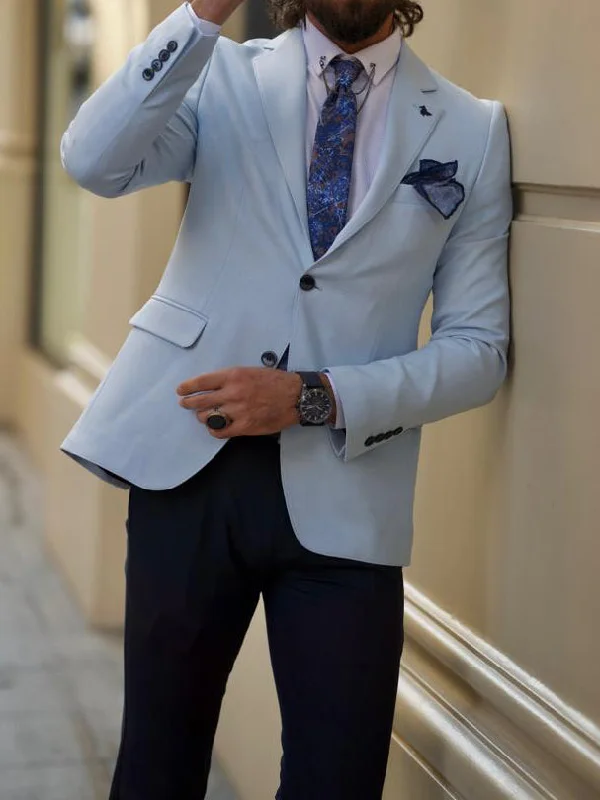 Lawson Sky Blue Slim Fit Blazer - The Perfect Blend of Style and Comfort Sleek Men's Contemporary Lawson Sky Blue Slim Fit Blazer - The Perfect Blend of Style and Comfort Sleek Men's Contemporary