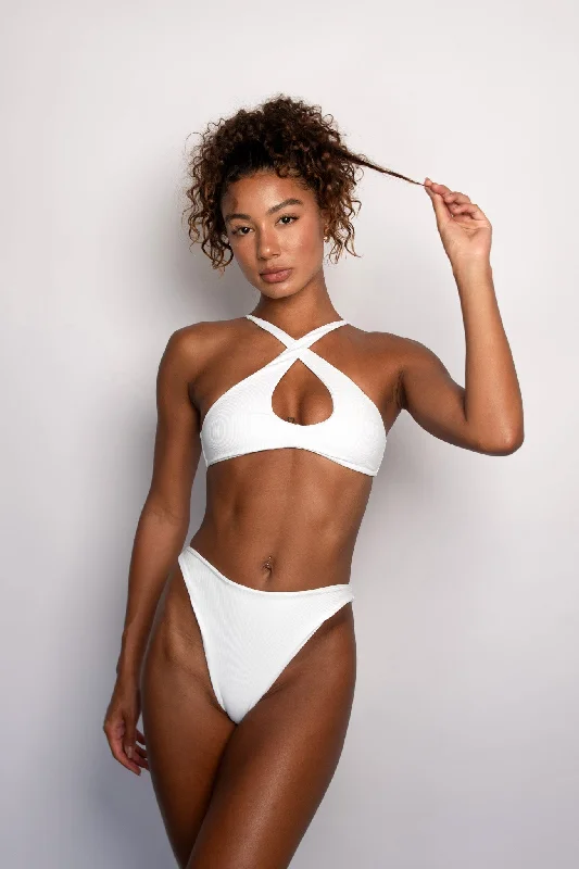Jasmine Top - White Micro Ribbed Street