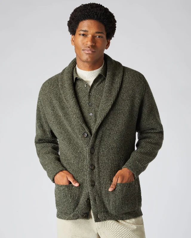 Men's The Kensington Cashmere Cardigan Moss Green Laid