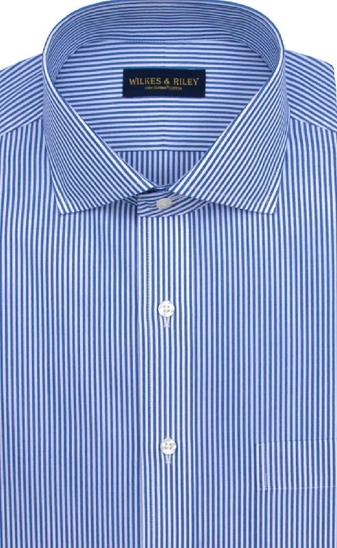 Classic Fit Blue Bengal Stripe English Spread Collar Supima® Cotton Non-Iron broadcloth Dress Shirt Practical Men's Multi Classic Fit Blue Bengal Stripe English Spread Collar Supima® Cotton Non-Iron broadcloth Dress Shirt Practical Men's Multi