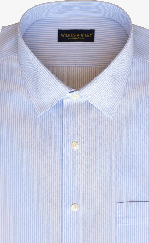 Tailored Fit Light Blue End On End Stripe Spread Collar Supima® Cotton Non-Iron Dress Shirt Dynamic Men's Moto Tailored Fit Light Blue End On End Stripe Spread Collar Supima® Cotton Non-Iron Dress Shirt Dynamic Men's Moto