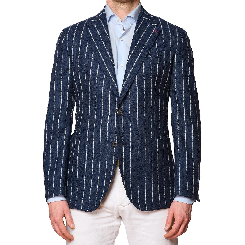 SARTORIA PARTENOPEA Blue Chalk Striped Wool Jacket NEW Current Model Confident Men's High SARTORIA PARTENOPEA Blue Chalk Striped Wool Jacket NEW Current Model Confident Men's High