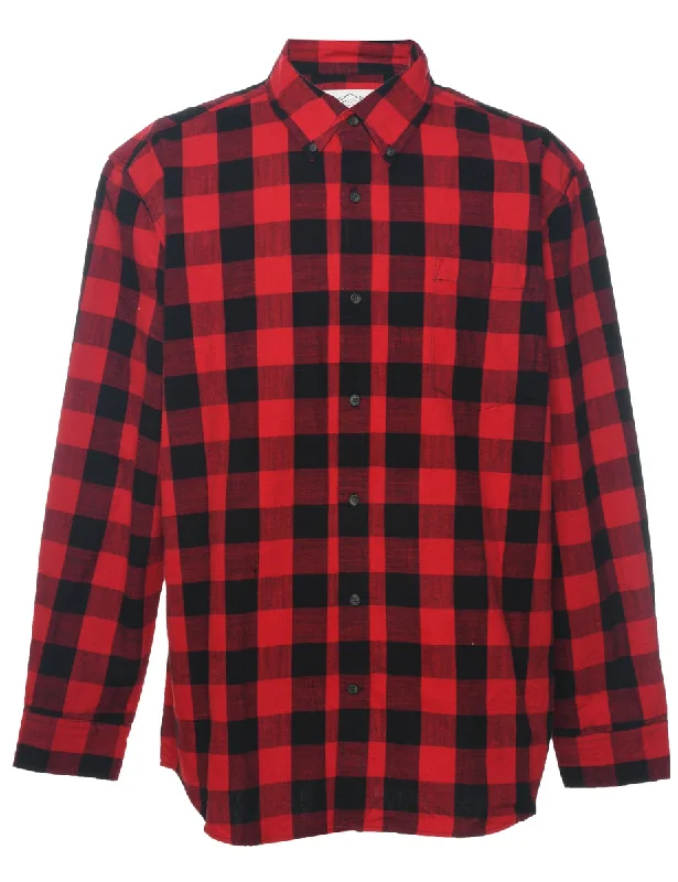 St John's Bay Checked Black & Red Flannel Shirt - XL Rugged Men's Outdoor 