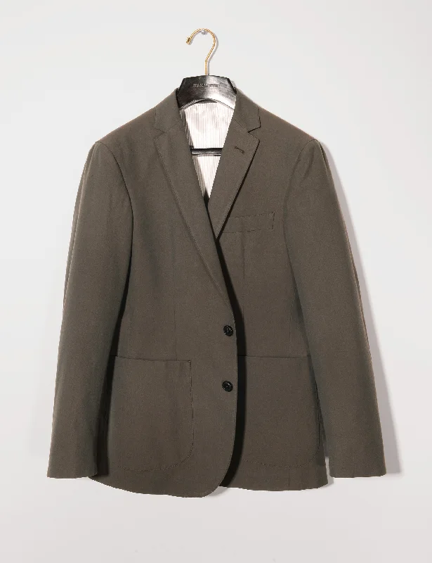 BKT35 Unstructured Jacket in Crisp Cotton Blend - Petrol Practical Men's Multi