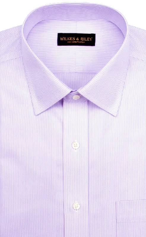 Tailored Fit Purple Stripe Spread Collar Supima® Cotton Non-Iron Twill Dress Shirt Edgy Men's Punk Tailored Fit Purple Stripe Spread Collar Supima® Cotton Non-Iron Twill Dress Shirt Edgy Men's Punk