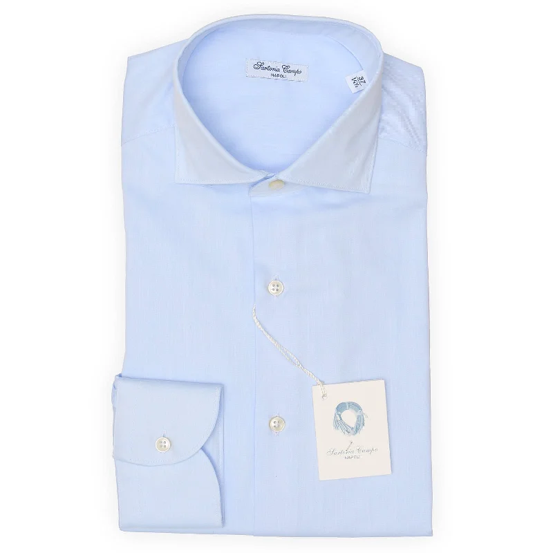 SARTORIA CAMPO Napoli Light Blue Broadcloth Cotton Dress Shirt NEW Casual Men's Loose SARTORIA CAMPO Napoli Light Blue Broadcloth Cotton Dress Shirt NEW Casual Men's Loose