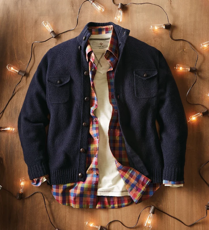 Reserve Fitzgerald Cardigan - Navy Cclassic Men's Tweed