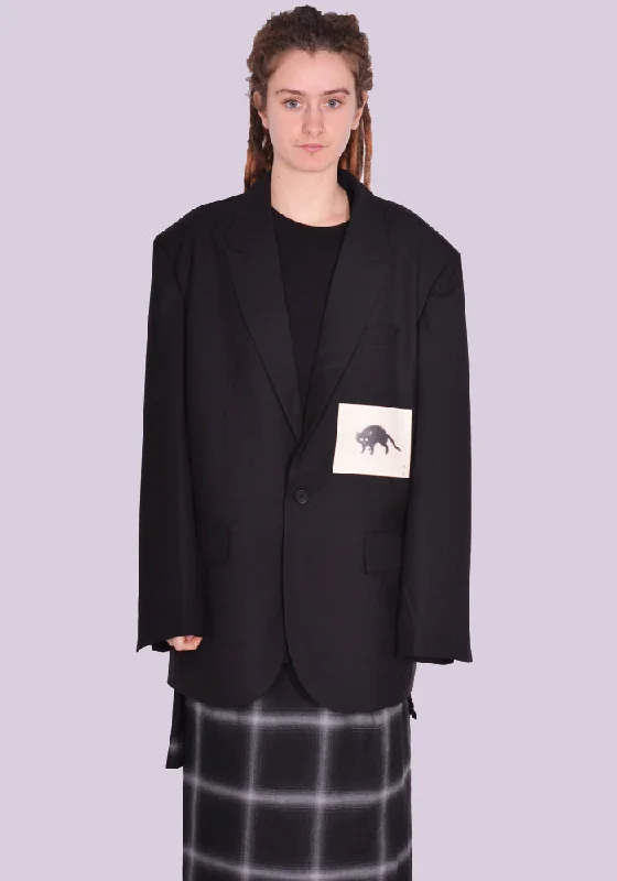 YUIKI SHIMOJI PATCHED BLAZER BLACK BLACK CAT Dynamic Men's High