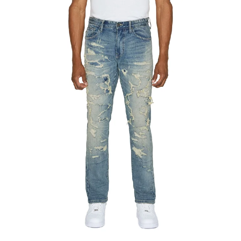Slim Heavy Distressed Jeans - Lisbon Blue Traditional Men's Wool