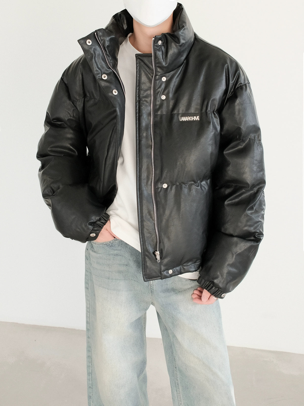 Insulated Leather Jacket Laid
