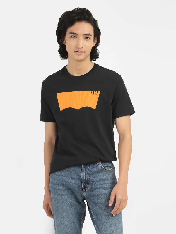Men's Brand Logo Crew Neck T-shirt Black Sophisticated Men's French