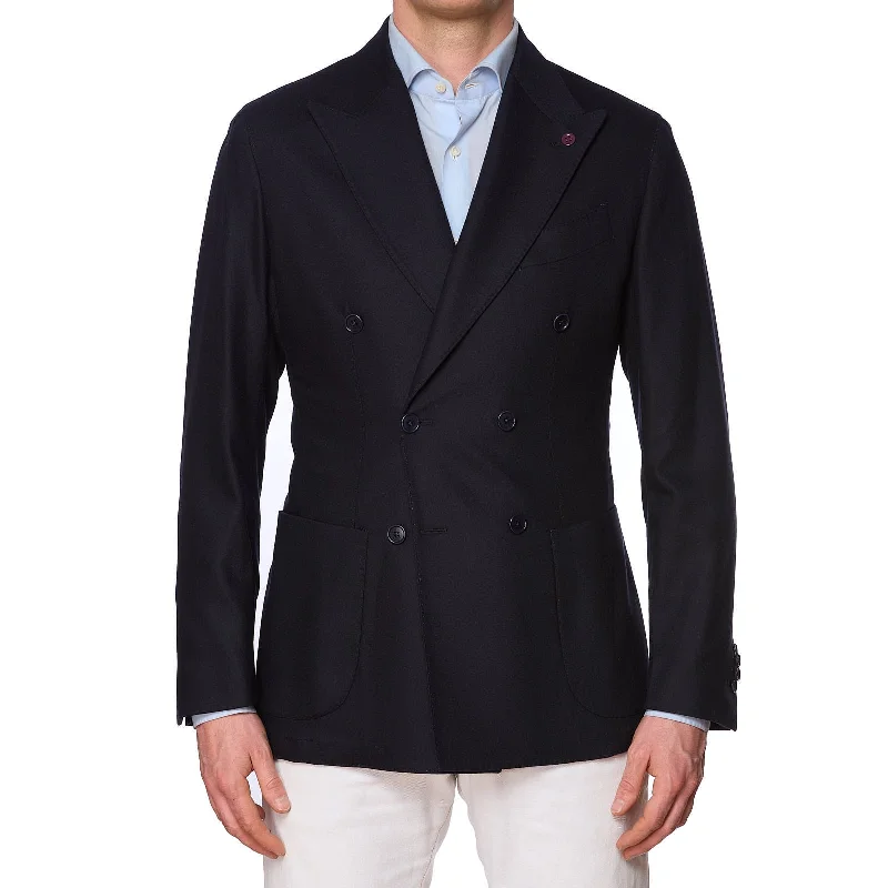 SARTORIA PARTENOPEA Navy Blue Wool-Cashmere DB Jacket Blazer EU 50 NEW US 40 Sharp Men's Italian SARTORIA PARTENOPEA Navy Blue Wool-Cashmere DB Jacket Blazer EU 50 NEW US 40 Sharp Men's Italian