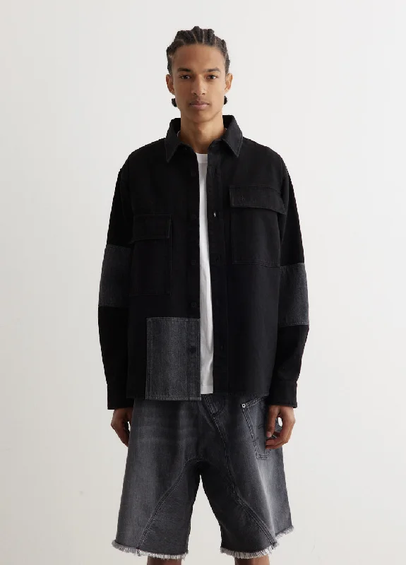 Patchwork Overshirt Trendy Men's Bucket