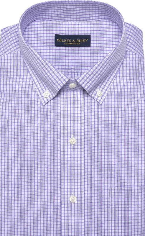 Slim Fit Purple Plaid Button-Down Collar Supima® cotton Non-Iron Broadcloth Dress Shirt Polished Men's Silk Slim Fit Purple Plaid Button-Down Collar Supima® cotton Non-Iron Broadcloth Dress Shirt Polished Men's Silk