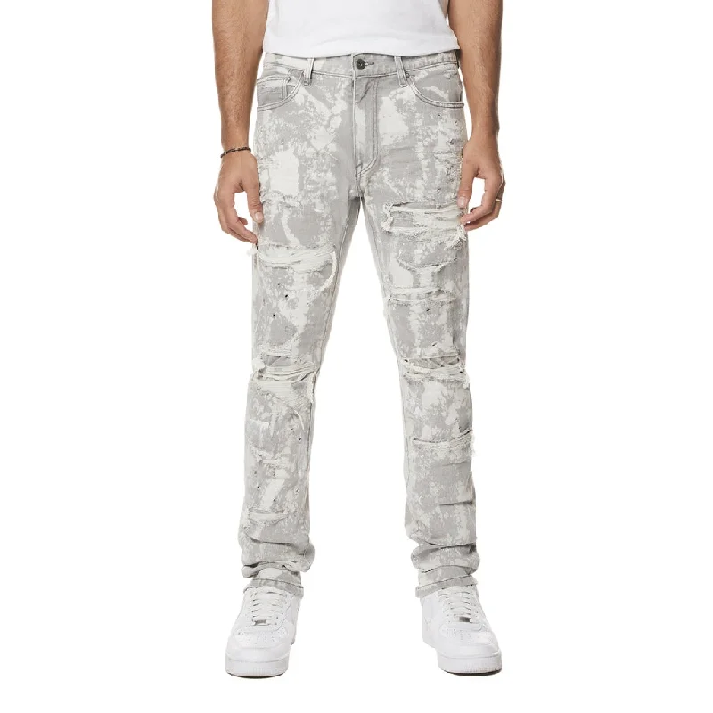 Slim Washed Heavy Rip and Repair Jeans - Confetti Grey Tailored