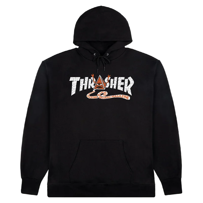 Thrasher x Toy Machine Pyramid Hoodie Black Elegant Men's Cashmere