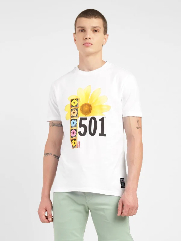 Men's Graphic Print Slim Fit T-shirt White Practical Men's Quick