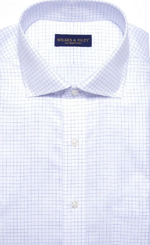 Classic Fit Blue Check English Spread Collar Supima® Cotton Non-Iron Twill Dress Shirt Trendy Men's Bucket Classic Fit Blue Check English Spread Collar Supima® Cotton Non-Iron Twill Dress Shirt Trendy Men's Bucket