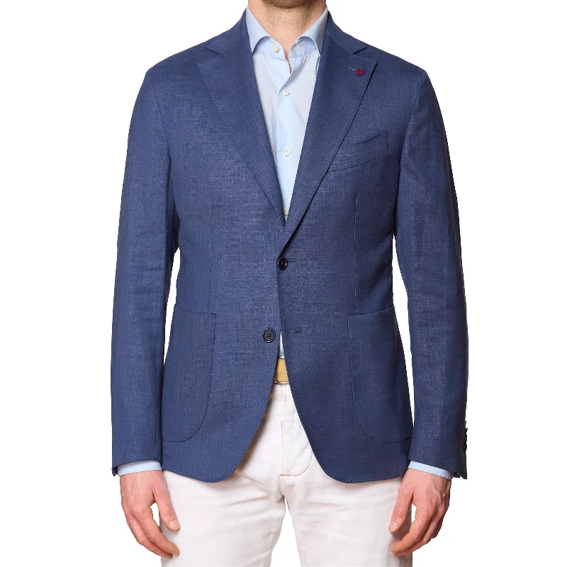 SARTORIA PARTENOPEA Blue Linen-Polyester Jacket NEW Current Model Business