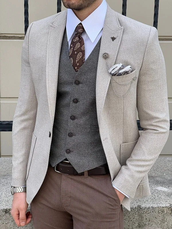 Rockford Beige Slim Fit Peak Lapel Wool Blazer for Effortless Elegance Tough Men's Tactical Rockford Beige Slim Fit Peak Lapel Wool Blazer for Effortless Elegance Tough Men's Tactical