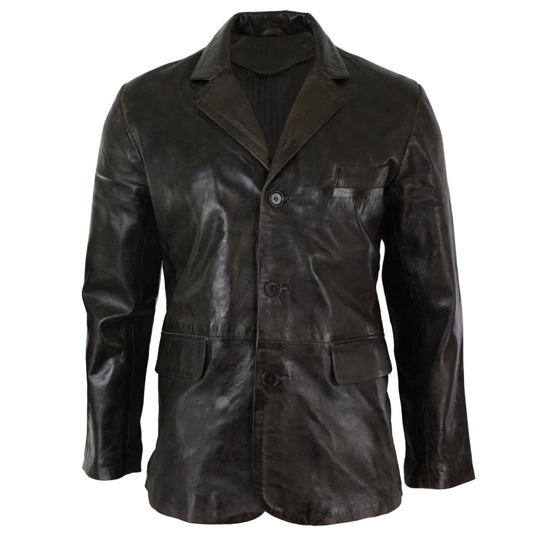 Mens Classic 2 Button Blazer Jacket Distressed Brown Soft Genuine Real Leather Luxurious Men's High Mens Classic 2 Button Blazer Jacket Distressed Brown Soft Genuine Real Leather Luxurious Men's High