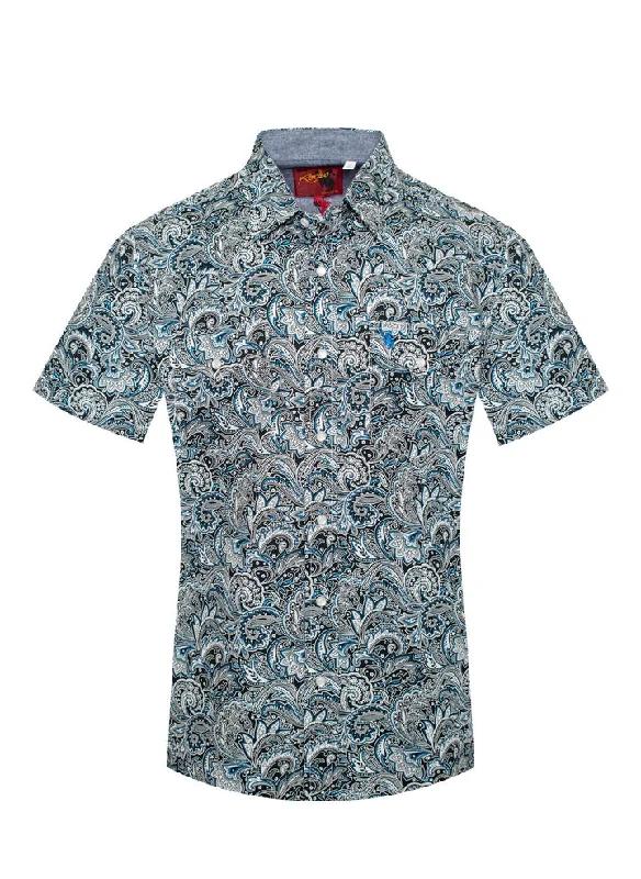 Men's Short Sleeve Paisley Pearl Snap Western Shirt Sleek Men's Contemporary 