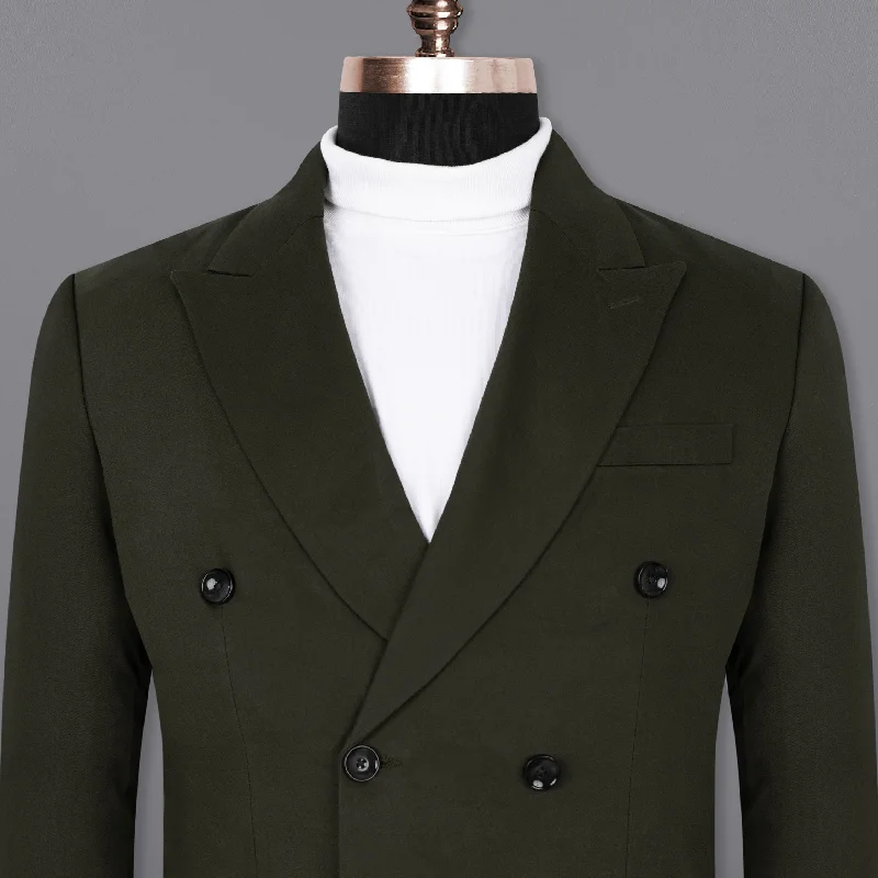 Log Cabin Green Double Breasted Premium Cotton Blazer Relaxed Men's Beach