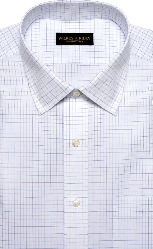 Classic Fit Blue/Lt Blue Tattersall Spread Collar Supima® Cotton Non-Iron Broadcloth Dress Shirt Masculine Men's Thick Classic Fit Blue/Lt Blue Tattersall Spread Collar Supima® Cotton Non-Iron Broadcloth Dress Shirt Masculine Men's Thick