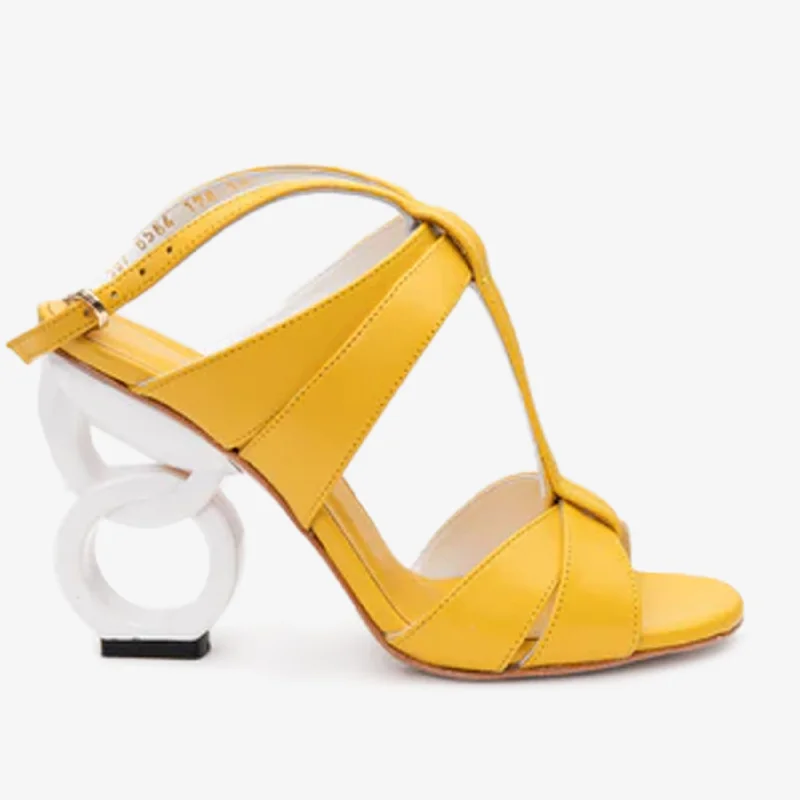 The Duffryn Yellow T-Strap Leather Women Sandal