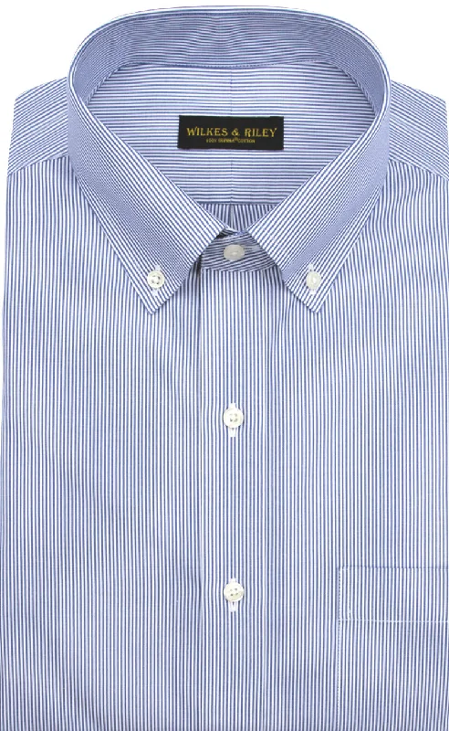 Slim Fit Blue Fine Line Stripe Button-Down Collar Supima® Cotton Non-Iron Pinpoint Oxford Dress Shirt Street Slim Fit Blue Fine Line Stripe Button-Down Collar Supima® Cotton Non-Iron Pinpoint Oxford Dress Shirt Street