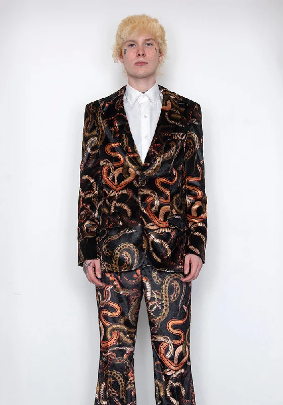 LU'U DAN MJ009W_V VELVET GANGSTER BLAZER SNAKE PRINT Earthy Men's Hemp