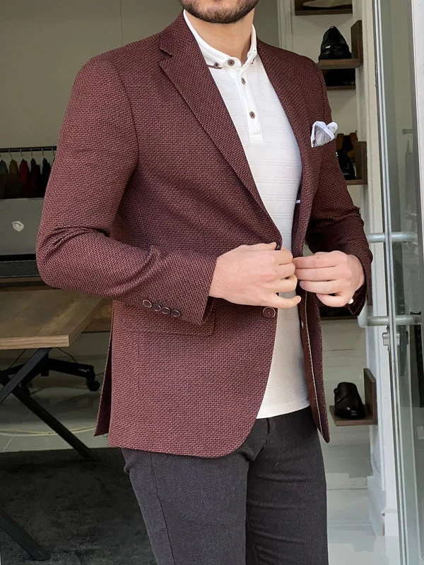 Rockford Brown Slim Fit Notch Lapel Blazer - Stylish Versatility for Every Occasion Sophisticated Men's French Rockford Brown Slim Fit Notch Lapel Blazer - Stylish Versatility for Every Occasion Sophisticated Men's French